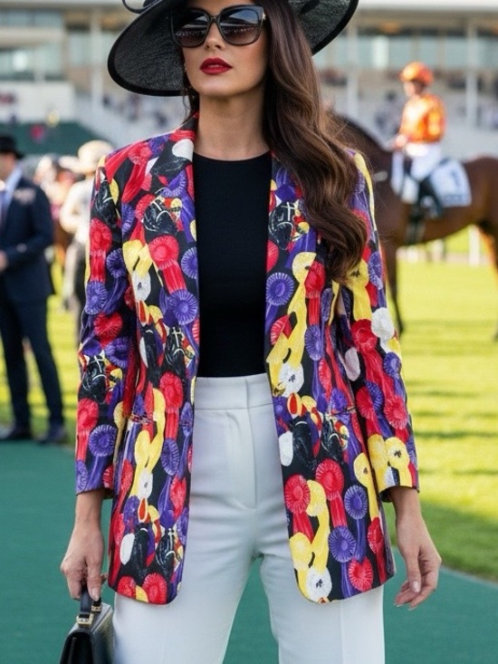 Escada Jackets & Blazers - Vintage Escada Equestrian Horse & Prize Ribbon Statement Blazer 42 Like New